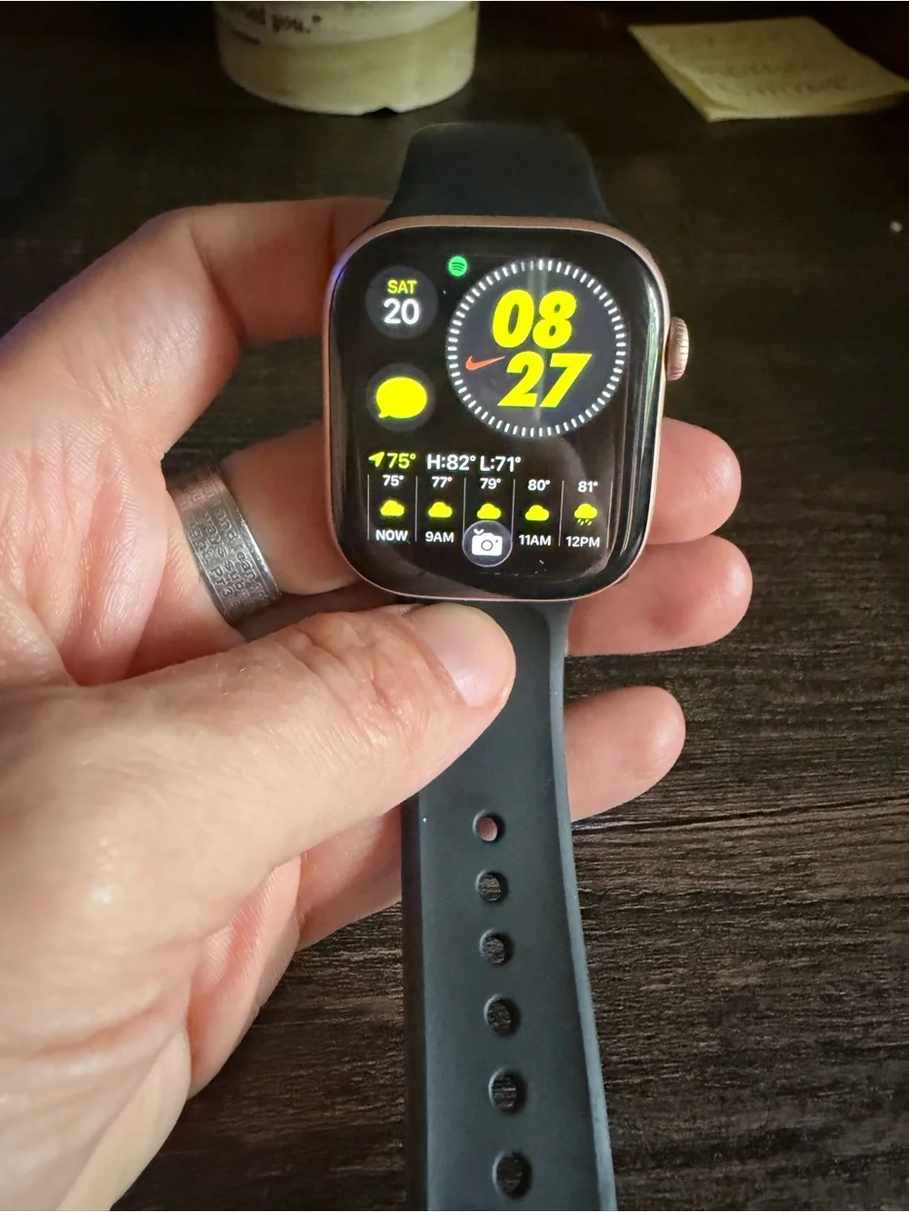 Apple Watch 11 with Black Sport Band and Rose Gold Case